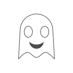 Happy ghost icon in thin line design. Vector illustration isolated on white background.