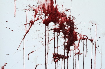 Obraz premium Background texture cement white wall with red blood-like paint streaks