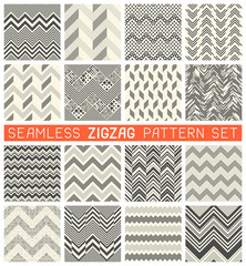 Seamless Zig Zag Pattern Set. Chevron Grapic Print Design