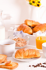 Breakfast with croissants.