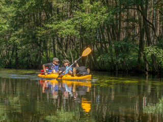 Kayakers during canoeing  excursion