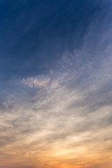 Colorful dramatic sky with cloud at sunset.Sky with sun background.