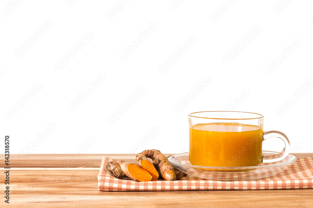 Poster a cup of Turmeric Tea , Benefits for reduce Inflammation , Liver Detox and Cleanser healthy herb drink concept