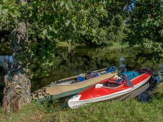 Fototapeta na wymiar Folding kayaks