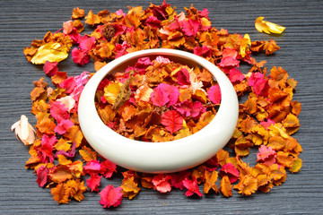 Potpourri dried plants and flowers for aromatherapy
