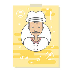 Linear Flat people faces and professions vector illustration.