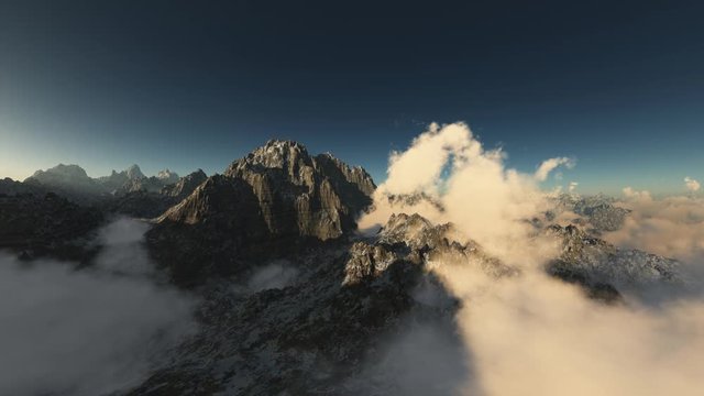 loop rotate camera above mountains