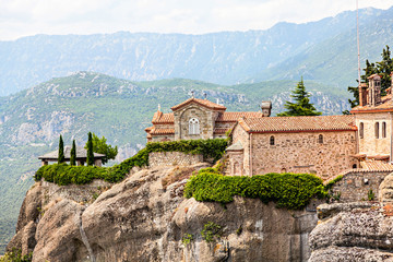 Fototapeta na wymiar View of Holy Monastery of St Stephen (Agios Stefanos). Meteora monasteries, Greece.