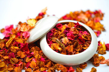 Potpourri dried plants and flowers for aromatherapy
