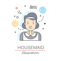 Linear Flat people faces and professions vector illustration.