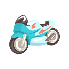 Blue Sportive Motorcycle, Racing Related Objects Part Of Racer Attribute Illustration Set