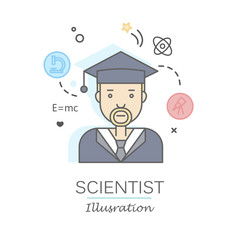 Linear Flat people faces and professions vector illustration.