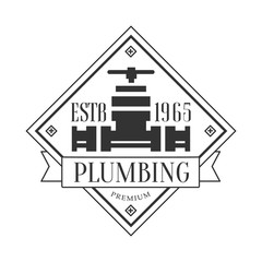 Obraz premium Premium Plumbing Repair and Renovation Service Black And White Sign Design Template With Text And Water Pipe
