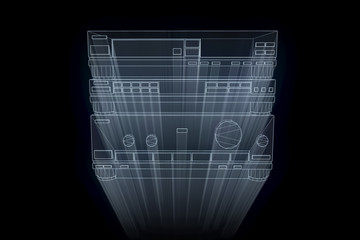 3D HIFI System in Wireframe Hologram Style. Nice 3D Rendering
