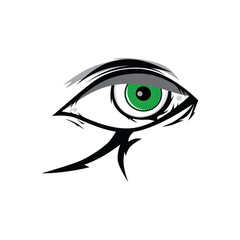 cartoon angry green horus god eyes for comics design vector art