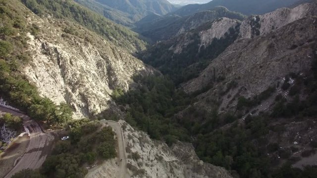 Mountain Ridges Aerial Shot of Forest and Cliff