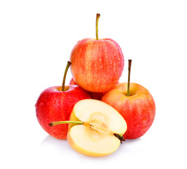 Dwarf Apple with drops of water isolated on white background
