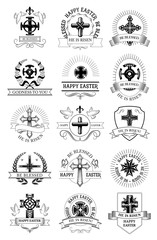 Easter holiday symbol set with crucifix cross