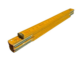 Carpenter's Folding Ruler (Yellow) Isolated