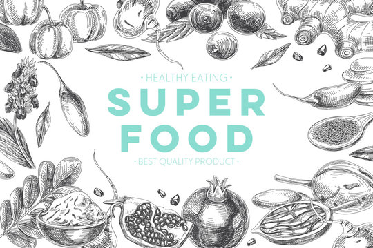 Vector hand drawn superfood Illustration.