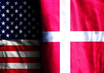 Two flags: the United States and Denmark