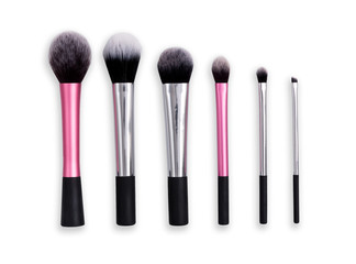 Cosmetics, beauty, make-up brushes set in row