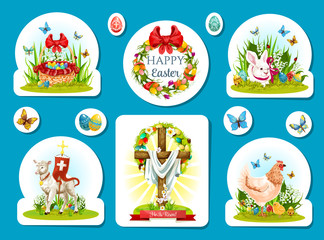 Easter holiday sticker and label set design