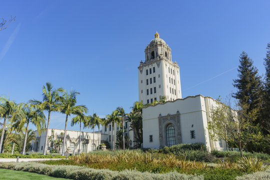 Beautiful main building of Beverly Hills city hall