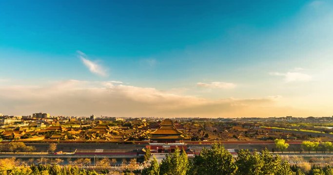 Forbidden City panorama, Beijing, China. 4k Timelapse