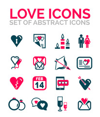 Set of Valentine day or love icons