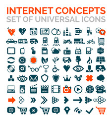 Collection of vector universal internet concept icons
