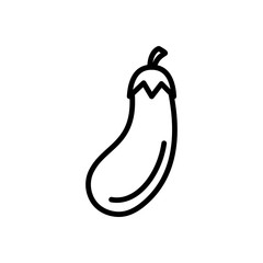 eggplant, aubergine, brinjal, guinea squash, vegetable, icon line black on white