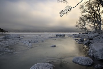 Freezing Baltic Sea, view from Helsinki city