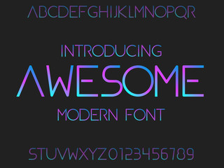 Font. Typeface. Modern typography alphabet. Futuristic typeface