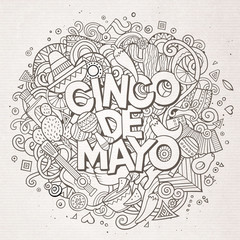 Cinco de Mayo. Cartoon vector hand drawn Doodle illustration
