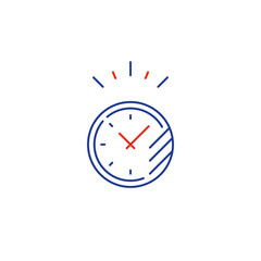 Time limit concept, fast delivery services linear icon, ringing timer