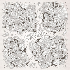 Obraz premium Cinema, movie, film doodles sketchy vector designs