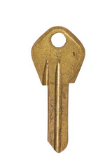 Old golden key isolated on white background