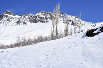 Fototapeta na wymiar Barf Anbar, Fereydunshahr ski resort, Esfahan, Iran in the spring time