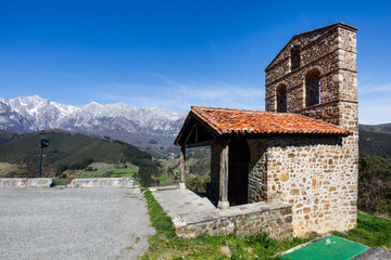Fototapeta na wymiar Hermitage of San Miguel in Santo Toribio de Liebana monastery, Potes, Cantabria, Spain