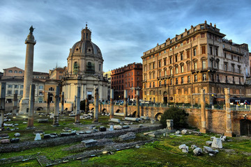 ROME. ITALY. FEBRUARY 23 2016 Ancient Roman ruins in Rome, ROME. ITALY. FEBRUARY 23 2016