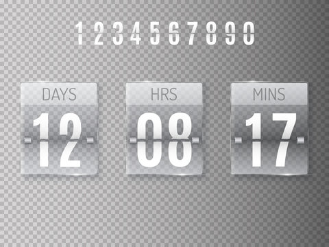 Glass Countdown timer isolated on transparent background. Clock counter. Vector