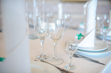 Beautiful decoration of the table for the wedding.