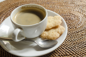 Cup of fresh hot coffee