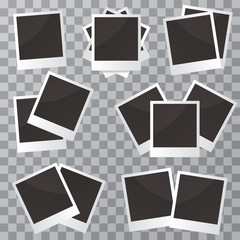 .Modern vector illustration of photo frame set with adhesive tapes. Photo realistic.