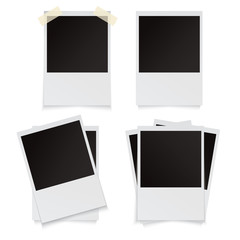 .Modern vector illustration of photo frame set with adhesive tapes. Photo realistic.