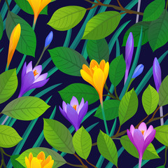 Floral seamless pattern with crocuses.