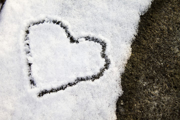 Heart on snow