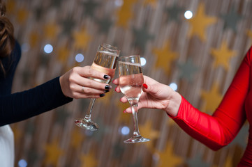 Celebration. People holding glasses of champagne making a toast