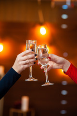 Celebration. People holding glasses of champagne making a toast
